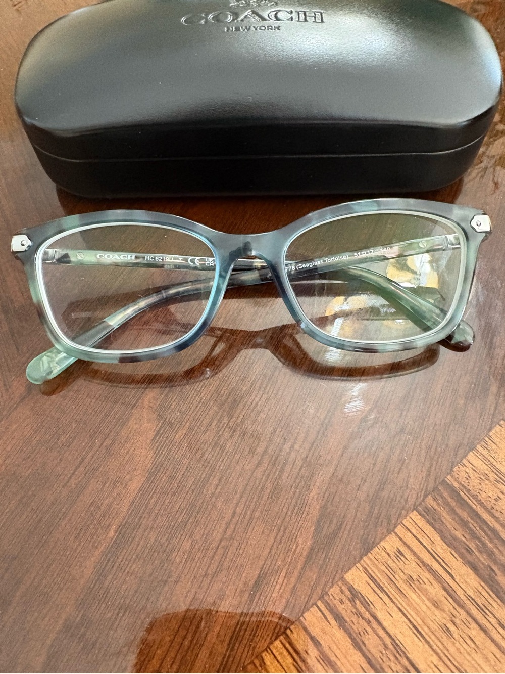Coach Translucent Teal Blue Green Square Optical Frames
